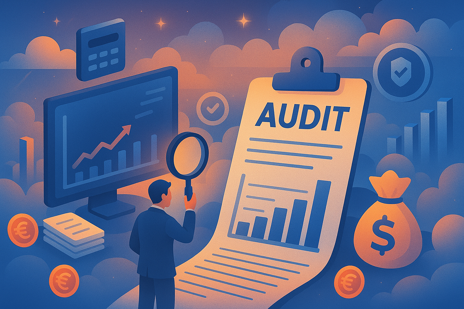 Financial documents being reviewed for audit