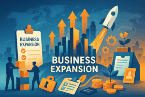 Businessman presenting international expansion plan