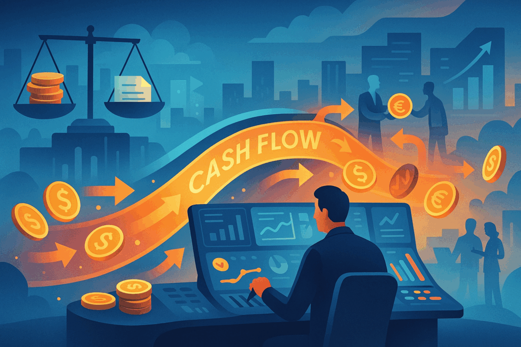 Cash flow chart on a digital dashboard