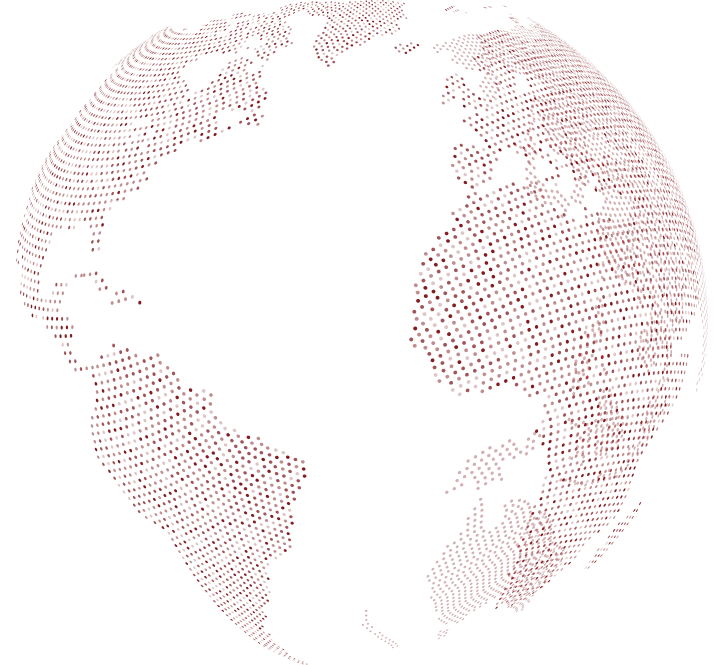 Red dotted globe on black background